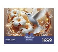 Puzzle 1000 pièces Puzzle Oiseaux Amour Fleurs Adulte 70x50cm - Colombes Cristal Fleurs Papier Recyclé Jeu Éducatif Anti-Stress Décoration Murale Cadeau