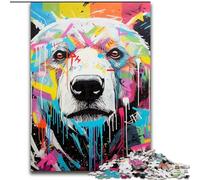Puzzle 1000 pièces, Puzzle Ours Polaire Graffiti, 1000 pièces pour Adultes, Interaction familiale et défi cérébral, défi d'activité familiale (Taille 26x38cm)