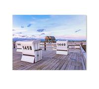 Puzzle 1000 Pièces Puzzle，Plage de St. Peter-Ording à l'heure Bleue，Adultes Loisirs Divertissement Enfants Jouets Éducatifs（75x50cm）-AD8