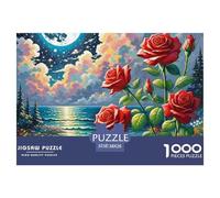 Puzzle 1000 Pièces Puzzle RoseJeu D'Intelligence De l'art De La Décoration Moderne Jeu Cadeau Unique （Under The Moon） 38x26cm/1000pcs