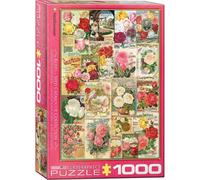 puzzle 1000 pièces - Puzzle - Vintage Publicité Roses Art Deco + DeLuxe Set de 3 accessoires de puzzle