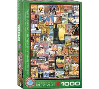 puzzle 1000 pièces - Puzzle - Vintage Publicité Voyage Art Déco + accessoires de puzzle