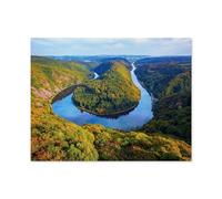 Puzzle 1000 Pièces Puzzle，Vue Depuis la Cloef de la Boucle de la Sarre à Mettlach, Sarre，Adultes Loisirs Divertissement Enfants Jouets Éducatifs（38x26cm）-B32