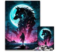Puzzle 1000 pièces Puzzles épiques Esprit Loup et Guerrier pour Adultes Jeu de réflexion pour Adolescents Interaction familiale 1000 pièces (75 x 50 cm)