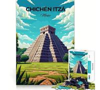 Puzzle 1000 pièces Pyramide de Chichen Itza,découpe précise,Jeu créatif et intellectuel,Moment de détente,Cadeau d'anniversaire (50x75cm)