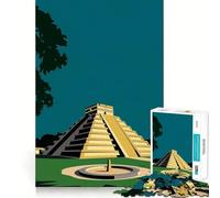 Puzzle 1000 pièces Pyramide de Chichen Itza Jeu d'articulation Parfait Activité cérébrale Jeu Amusant et Relaxant Décoration de Noël Amusante (38x26cm)