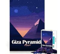 Puzzle 1000 pièces Pyramides de Gizeh de Nuit Découpe précise Jeu d'art et de développement cognitif Loisirs et Divertissement Cadeau apaisant pour Noël (50x75cm)