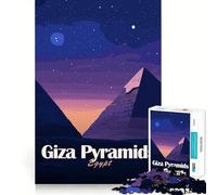 Puzzle 1000 pièces Pyramides de Gizeh de Nuit Découpe précise Jouet Artistique et cognitif Loisirs Amusants Cadeau apaisant de Noël (38x26cm)
