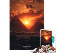 Puzzle 1000 pièces Pyramides de la nécropole de Gizeh au Coucher du Soleil Jeu Manuel et éducatif Cadeau de Père Noël Secret Décoration Parfaite (Dimensions 38x52cm)
