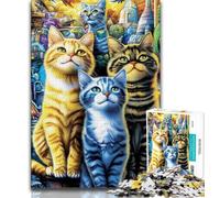 Puzzle 1000 pièces Quatre Chats pour Adolescents, pour soulager Le Stress et renforcer l'amour Entre Couples (75x50cm)