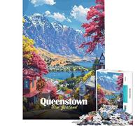 Puzzle 1000 pièces Queenstown Nouvelle-Zélande Affiche de Voyage Puzzle pour Adolescents Vacances à Domicile Lutte stimulante Cadeau Anti-Stress (Dimensions : 50x75cm)