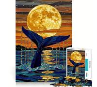 Puzzle 1000 pièces Queue de Baleine Bleue Vitrail Découpe Impeccable Jeu de réflexion Amusant et Stimulant,Divertissement idéal pour Les Moments de détente,Cadeau Artistique de Noël (38x52cm)