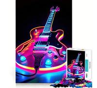 Puzzle 1000 pièces Radiant Riffs Neon Guitar pour Adultes, Jeu de réflexion et de renforcement des Liens familiaux, découpe de précision, Cadeau créatif (38x26cm)