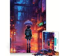 Puzzle 1000 pièces Rain City Pixel Art pour Adolescents, idéal pour renforcer la mémoire, se détendre et s'amuser Bords Lisses Liste de souhaits du Père Noël (38x26cm)