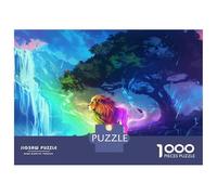 Puzzle 1000 Pièces Rainbow Lion Waterfall Fantasy Art pour Adolescents - Jeu De Réflexion - Cadeaux pour Femmes - Idées Cadeaux Uniques pour Un Anniversaire Ou Noël 52x38cm/1000pcs