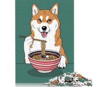 Puzzle 1000 pièces Ramen Shiba Inu Chien Puzzles Garçons et Filles Difficulté Puzzles Utilisés pour Se Détendre 1000 pièces (75x50cm)