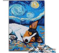 Puzzle 1000 pièces Rat Terrier Ciel étoilé Puzzles stimulants Taille 50x75cm Activité éducative pour Les compétences cognitives Amélioration des compétences cognitives