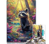 Puzzle 1000 pièces Raton Laveur des forêts pour Adolescents, pour soulager Le Stress et renforcer l'amour Entre Couples (75x50cm)