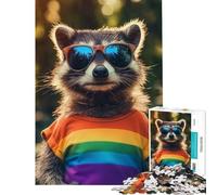 Puzzle 1000 pièces Raton Laveur en tie-Dye Jeu Relaxant et addictif pour développer la Patience pour Un Anniversaire (Dimensions 50x75cm)