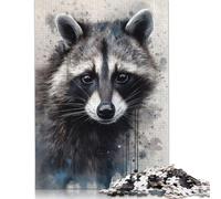 Puzzle 1000 pièces Raton Laveur Natures Bandit pour Adultes Puzzles en Papier Cadeaux d'halloween Puzzles pour Adultes Jeu éducatif Jouet de défi (75 x 50 cm)