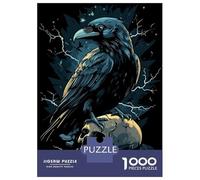 Puzzle 1000 Pièces Raven on Skull Puzzles pour Adultes - Cadeau d'anniversaire - Jeu Difficile Et Stimulant - Cadeaux 52x38cm/1000pcs
