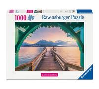 Puzzle 1000 pièces Ravensburger Romantic Pier at Lake Annecy Highlights Photo 70 x 50 cm Noir