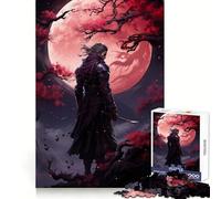 Puzzle 1000 pièces Red Moon Samurai Japan pour Adolescents, Jeu Mental Anti-Stress, découpe Premium, Cadeau Exquis (38x52cm)