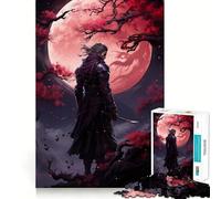 Puzzle 1000 pièces Red Moon Samurai Japan pour Adolescents, Jeu Mental Anti-Stress, découpe Premium, Cadeau Exquis (38x52cm)