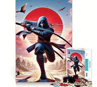 Puzzle 1000 pièces Red Moon Samurai pour Adultes Stimule la mémoire, favorise la détente mentale, découpe Lisse, Cadeau d'anniversaire (38x26cm)