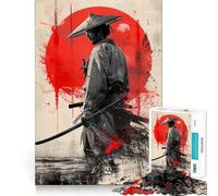 Puzzle 1000 pièces Red Moon Samurai Spirit pour Adolescents Améliore la mémoire Détente et créativité Bords précis Cadeau élégant (38x52cm)