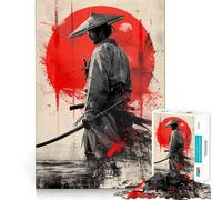 Puzzle 1000 pièces Red Moon Samurai Spirit pour Adolescents Améliore la mémoire Détente et Plaisir Bords précis Cadeau élégant (38x26cm)