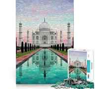 Puzzle 1000 pièces Reflet du Taj Mahal en mosaïque pour Adolescents, Jouet de réflexion Simple et Amusant, découpe précise, Cadeau du Père Noël 38x52cm