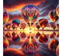 Puzzle 1000 pièces Reflet d'une montgolfière,Puzzles pour Adultes Jeux d'activités Familiales,Puzzle à Faire Soi-même pour Décoration Murale de la Maison