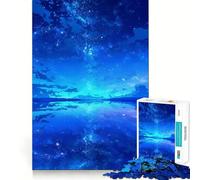 Puzzle 1000 pièces Reflets Bleus Ciel étoilé Décoration soignée,Casse-tête,Cadeau,Jeu de Paix,Pièce d'art de Noël (38x26cm)