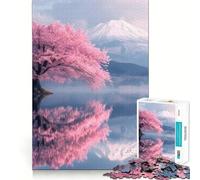 Puzzle 1000 pièces Reflets d'arbres en Fleurs de Cerisier Découpe précise Jeu de logique Artistique Activité Calme pour Un Anniversaire (50x75cm)
