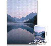 Puzzle 1000 pièces - Reflets de lac et de Montagne au crépuscule - Jeu éducatif - Analyse et logique - Idée Cadeau pour Un Père Noël Secret - Dimensions : 38x26cm