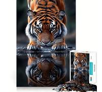 Puzzle 1000 pièces Reflets du Tigre pour Adolescents, idéal pour développer la mémoire, Jeu d'intérieur, découpe Fine, Cadeau du Père Noël 50x75cm