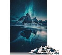 Puzzle 1000 Pièces Reflexe Montagne Sous l'Aurore Boréale Idéal pour Adultes en difficulté Jeu Éducatif Décoration Familiale (38x26cm)