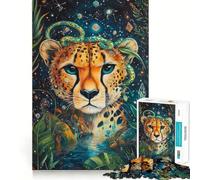 Puzzle 1000 pièces Regard céleste du guépard »,Puzzle logique et Artistique à découpe précise,Jeu de Loisirs Amusant,décoration Murale de Noël (38x26cm)