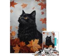 Puzzle 1000 pièces Regard de Chat d'automne Puzzle pour Adultes idéal pour s'amuser en Famille Jeu éducatif Stimulant et Difficile à maîtriser (38x26cm)