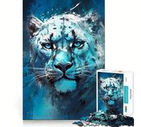 Puzzle 1000 pièces Regard du léopard des neiges pour Adultes, Jeu de logique mentale, Moment de sérénité, découpe Ferme, Cadeau de Noël (38x52cm)