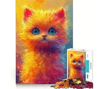 Puzzle 1000 pièces Regard félin Vibrant pour Adultes Jeu de mémoire Amusant Assemblage sûr et Solide Activité familiale Amusante en soirée (38x26cm)