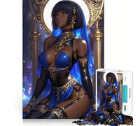 Puzzle 1000 pièces Reine aux Yeux Bleus en Or,Personnage d'anime,découpe Impeccable,Jeu de réflexion Amusant et divertissant,Cadeau Artistique de Noël (50x75cm)