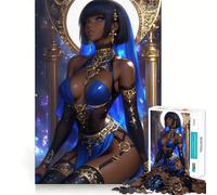 Puzzle 1000 pièces Reine aux Yeux Bleus en Or,Style Anime,découpe précise,défi Intelligent et Amusant,Divertissement et Cadeau de Noël (38x26cm)
