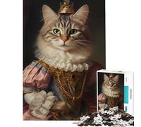 Puzzle 1000 pièces Reine Chat Médiévale Décor Casse-tête Jeu de réflexion Défi intellectuel Jouet addictif Cadeau d'anniversaire Défi Difficile (Dimensions 38x52cm)