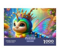 Puzzle 1000 pièces Reine Chenille Arc-en-Ciel Déco Murale Cadeaux - Fée Licorne Chat, Papier recyclé, Jeu Familial Stimulant, 52x38cm