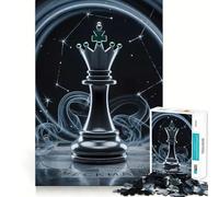 Puzzle 1000 pièces Reine d'échecs avec Constellations et fumée Jeu de Construction Artistique aux découpes nettes Idéal pour se détendre,s'amuser Pendant Un Anniversaire (50x75cm)