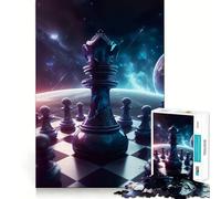 Puzzle 1000 pièces Reine d'échecs dans l'espace Découpe Nette Jeu de Construction Artistique Jeu de détente Jeu d'anniversaire Amusant (38x52cm)