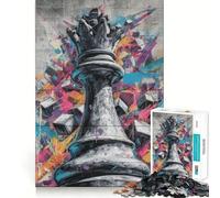 Puzzle 1000 pièces Reine des échecs Art Graffiti Fine Joint Fun Jeu cognitif Jeu Calme Cadeau d'anniversaire Artistique (38x52cm)