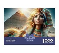 Puzzle 1000 pièces Reine Égyptienne Stimulant - Femme Sphinx Égyptien avec Pyramide, Éducatif 52x38cm